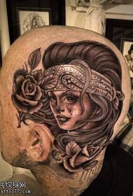 head personality girl rose tattoo picture