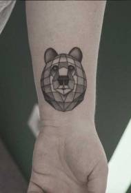 wrist black cartoon bear head tattoo pattern