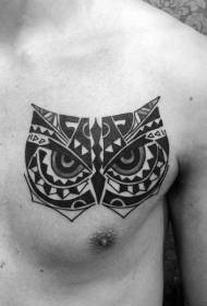 Tribal Style Eulenkopf Brust Tattoo Muster