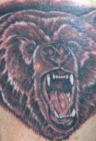 angry roaring bear head tattoo pattern