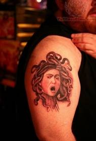 skulpterade lilla Medusa huvud svart bom Tattoo mönster
