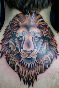 задний цветной рисунок татуировки головы льва