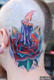 wzór tatuażu głowy: kolor tatuażu świeca róża wzór tatuażu