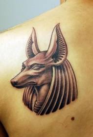 de volta antiga escola Anubis patrón de tatuaxe de deus