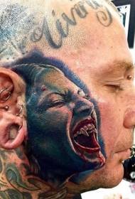 男性の顔現実的な吸血鬼の肖像タトゥーパターン