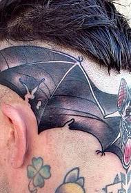 European male head Personality bat tattoo