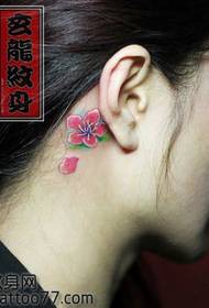 beauty ear color cherry blossom tattoo pattern