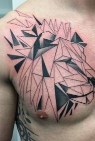patró de tatuatge de cap de lleó d'estil geomètric al pit