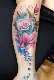 vasikka tuore valkoinen ruusu kukka akvarelli tatuointi malli