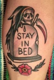 Death Scythe tattoo pattern boys calves on death And tombstone tattoo pictures