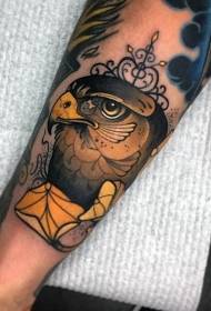 old school färg örn huvud tatuering mönster