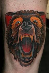 color old school bear head tattoo pattern