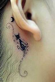ear kitten tattoo pattern