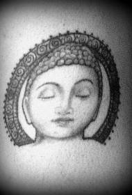 和平的佛像头部纹身图案