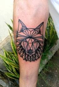 tribal style black line geometric wolf head Tattoo pattern