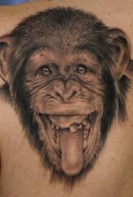 rygg grå smiley schimpans huvud tatuering mönster