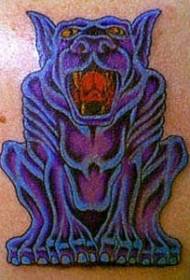 purple gargoyle and dog head tattoo pattern