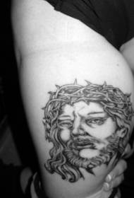 耶稣头像黑色纹身图案