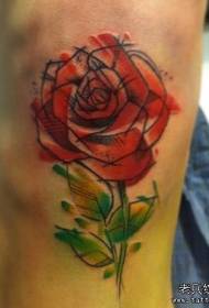Knie Farbe Europa und Amerika Linie Rose Tattoo-Muster