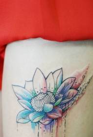 beauty legs sexy color ink lotus tattoo pattern