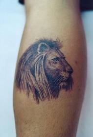 letsoho le Letšo Gray Lion Head Side sefahleho sa tattoo