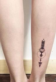 calf Black gray arrow simple sting line tattoo pattern
