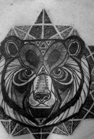 costas preto urso geométrico cabeça tatuagem padrão