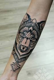 Arm Black Wolf Head Tattoo Patroon