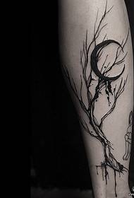 Vellet Europa i Estats Units línia de tinta arbre lluna patró de tatuatge