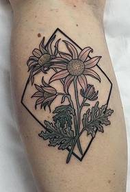 disegno geometrico del tatuaggio del fiore del vitello dipinto 36437 cosce femminili modello europeo e americano del tatuaggio della rosa