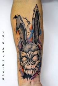 chest color rabbit skull tattoo pattern