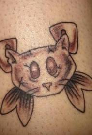 Fishbone and Cat Head Tattoo Pattern