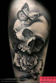 recommend a beautiful skull rose tattoo pattern
