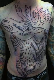 poitrine simple fait maison ligne noire motif de tatouage tête de wapiti