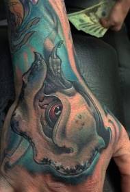 Patrón de tatuaje de debuxos animados de cabeza de monstruo submarino
