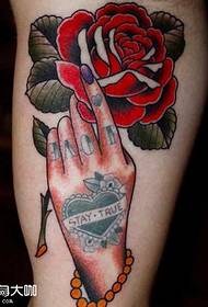 Leg Rose Hand Tattoo Patroon
