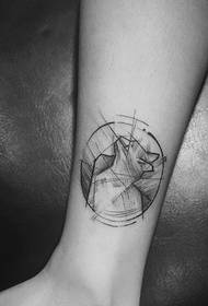 geometry nga giputos sa cute nga puppy leg tattoo nga tattoo