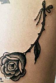 leg rose tattoo pattern
