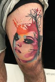 leg color woman tattoo pattern