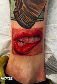 leg mouth tattoo pattern