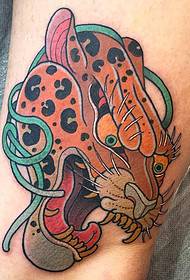 Modello di tatuaggio dipinto avatar leopardo coscia
