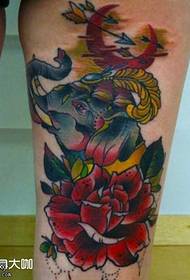 leg rose elephant tattoo pattern