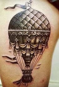 leg black and white hot air balloon tattoo pattern