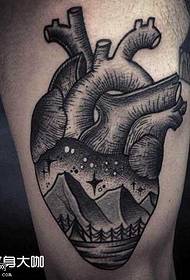 Leg Heart Mountain Tattoo Pattern