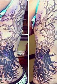 leg tree skull tattoo pattern