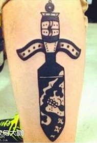 leg sword tattoo pattern