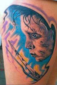 Cor da perna Edward Scissor mão tatuagem padrão