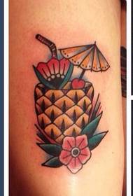 leg pineapple drink tattoo pattern  38434 - calf on the rocket tattoo pattern