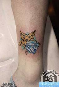 noga leopard zvijezda petokraka Tattoo uzorak obojeni dijamanti
