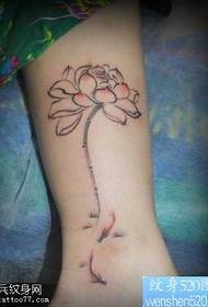 leg ink painting lotus small squid tattoo pattern